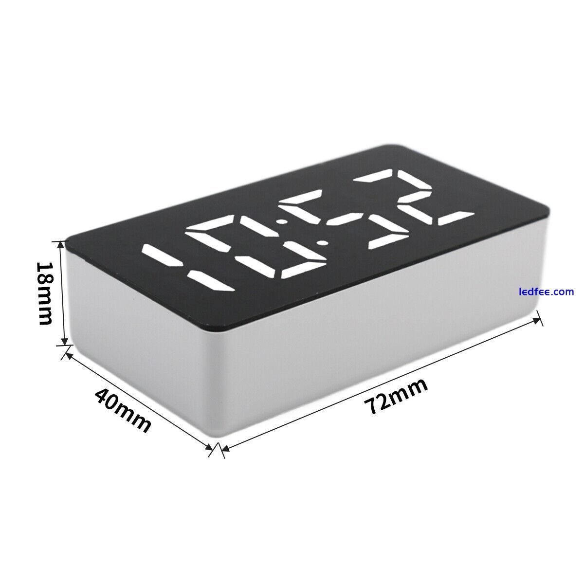 LED Electric Digital Alarm Clock Mains Battery Mirror Temperature Display UK 1 