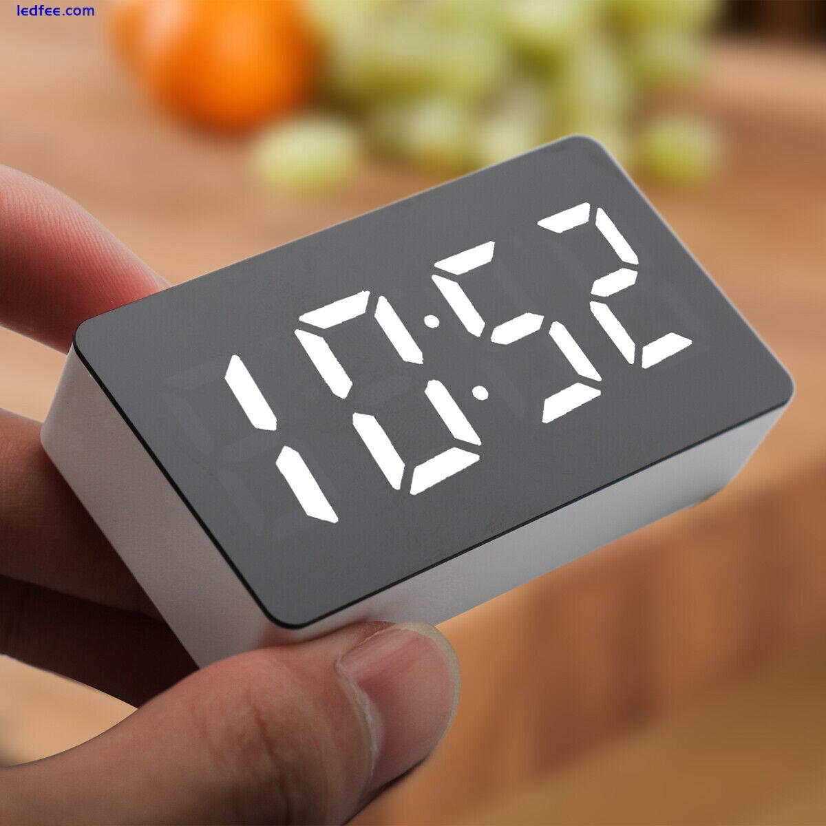 LED Electric Digital Alarm Clock Mains Battery Mirror Temperature Display UK 4 