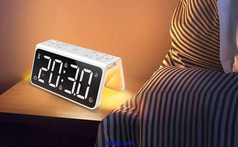 LED 6.5Inch Display Digital Alarm Clock for Bedrooms with FM Radio & Nap Timer 5 