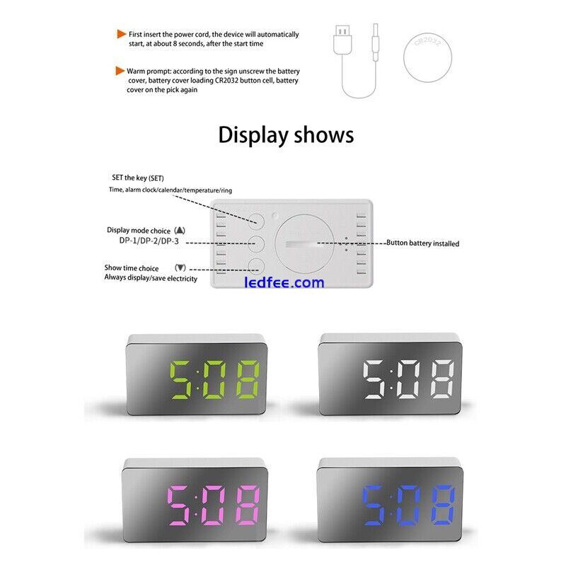  Desk Alarm Clock Digital  LED Temperature USB Bedside Table Travel Clocks4656 4 