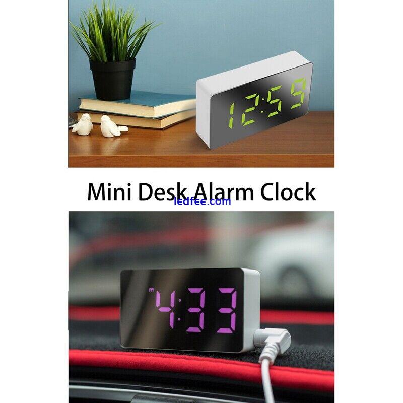  Desk Alarm Clock Digital  LED Temperature USB Bedside Table Travel Clocks4656 5 