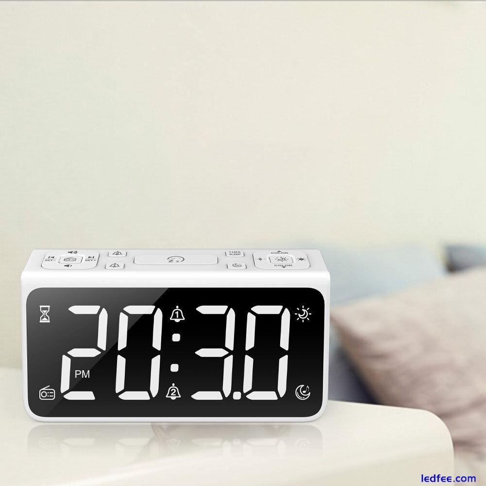LED Display Digital Alarm Clock for Bedrooms with FM Radio & Nap Timer  6.5Inch  0 