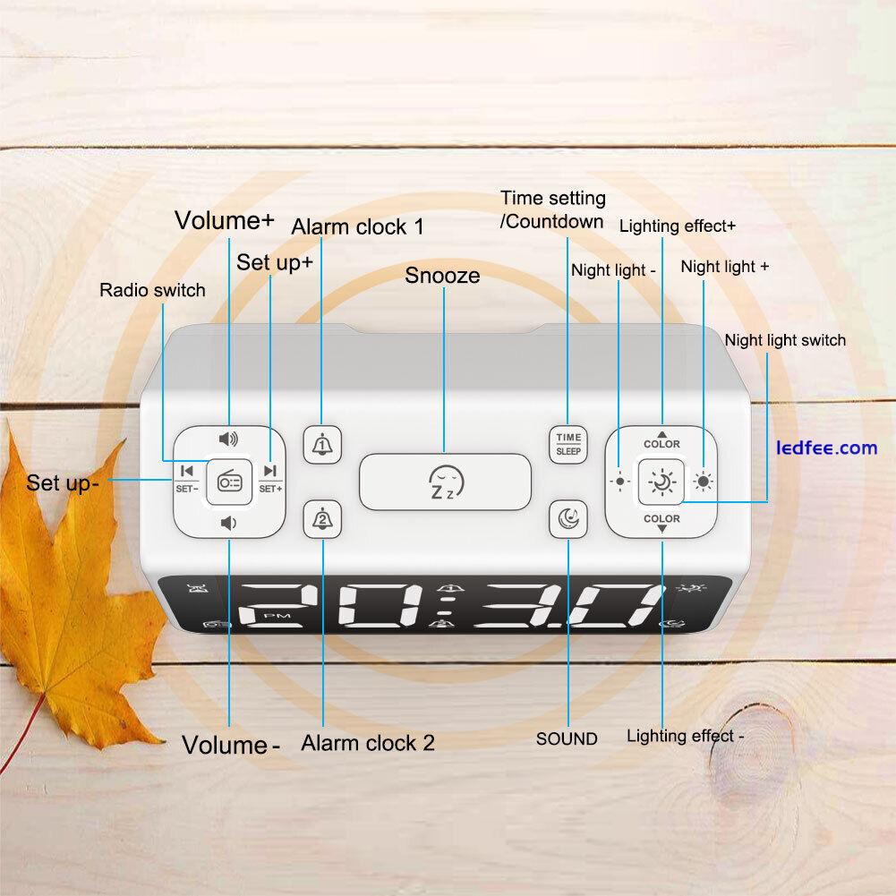 LED Display Digital Alarm Clock for Bedrooms with FM Radio & Nap Timer  6.5Inch  2 