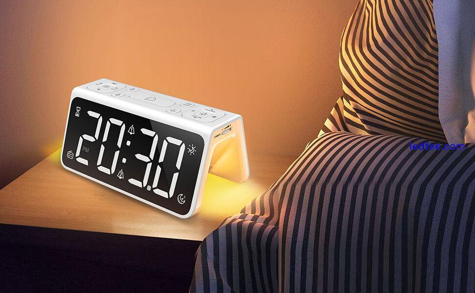 LED Display Digital Alarm Clock for Bedrooms with FM Radio & Nap Timer  6.5Inch  5 