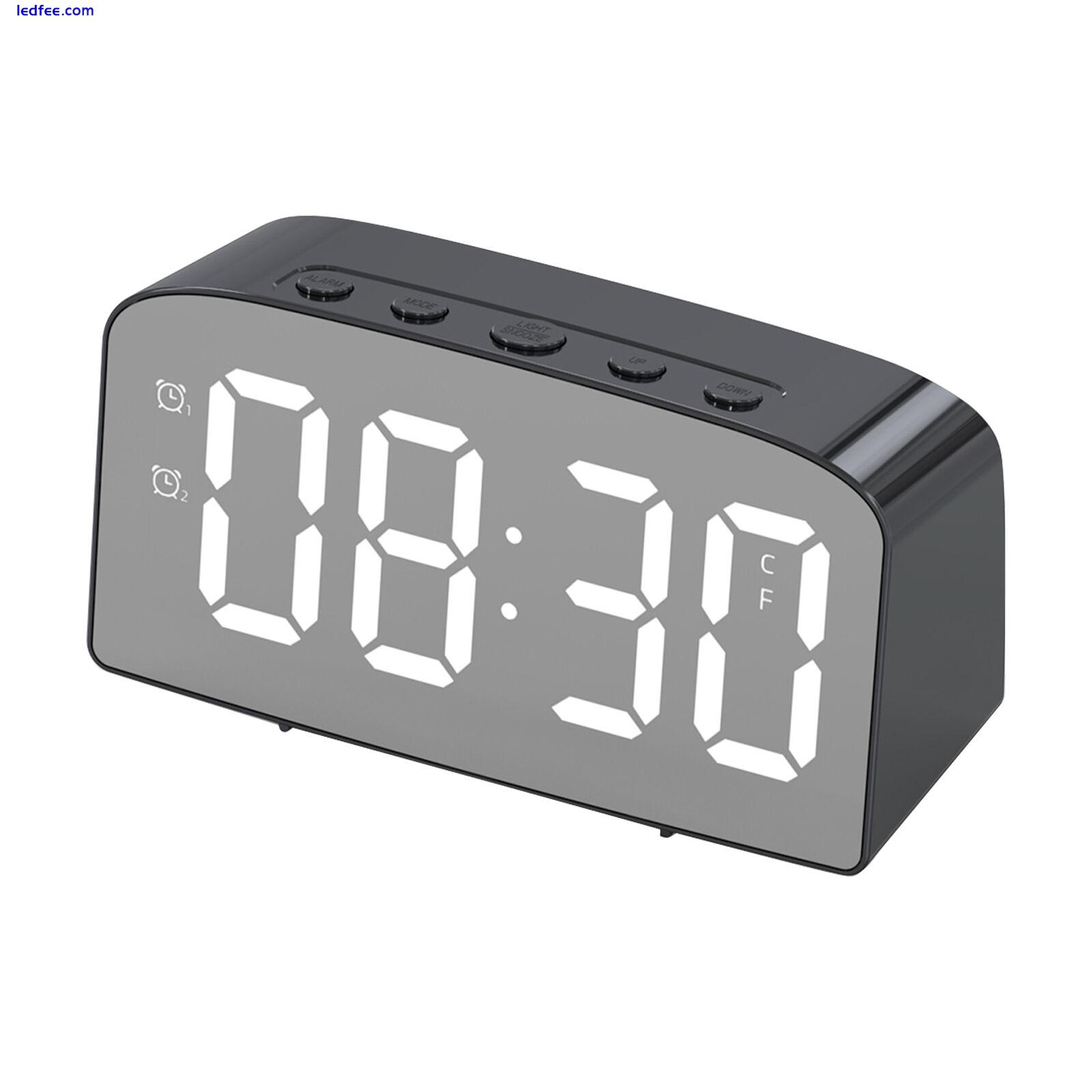 Large Display Snooze Digital Alarm Clock LED Mirror Table For Bedroom Decorative 1 