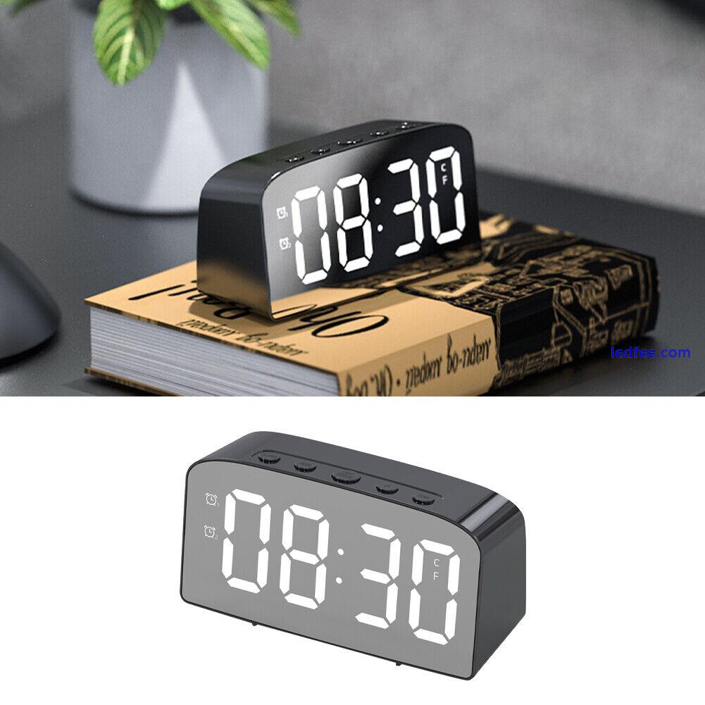 Large Display Snooze Digital Alarm Clock LED Mirror Table For Bedroom Decorative 0 