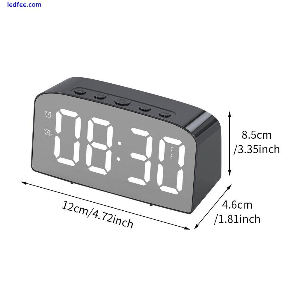 Large Display Snooze Digital Alarm Clock LED Mirror Table For Bedroom Decorative 5 