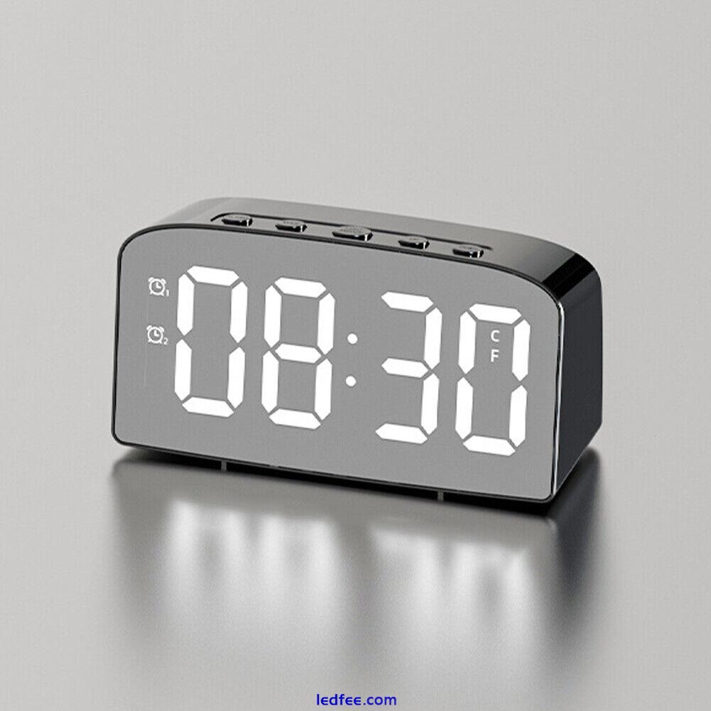 Large Display Snooze Digital Alarm Clock LED Mirror Table For Bedroom Decorative 4 