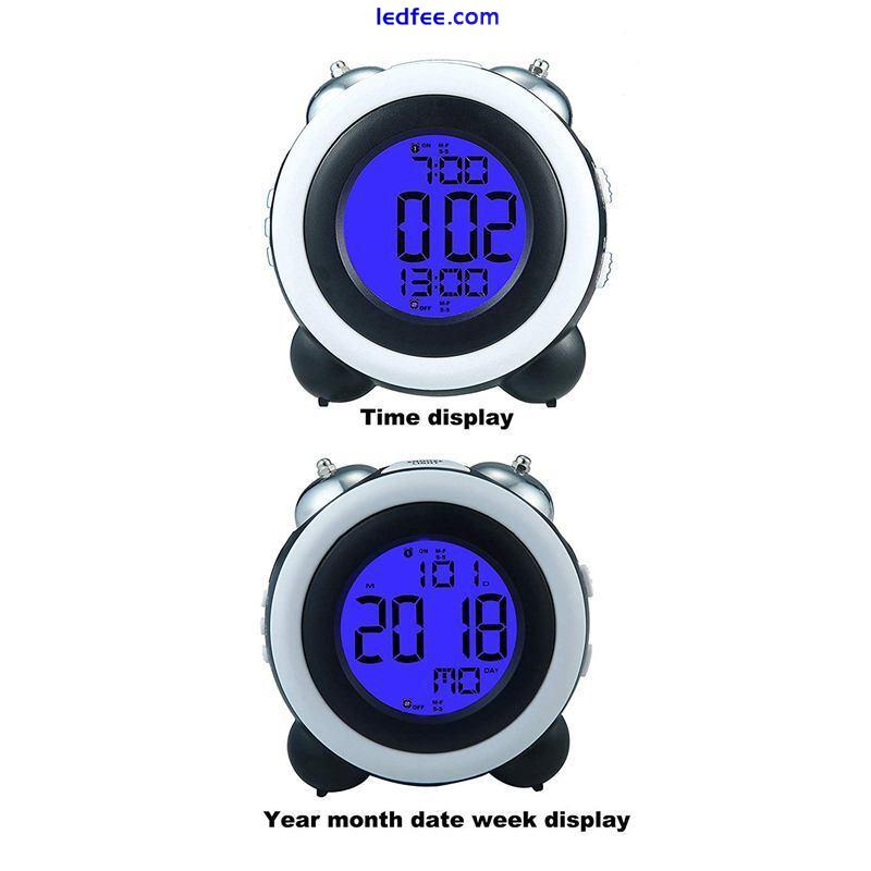 4 Inch Twin Bell Alarm Clock Loud Led Digital Alarm Clock Time Date Display2902 2 