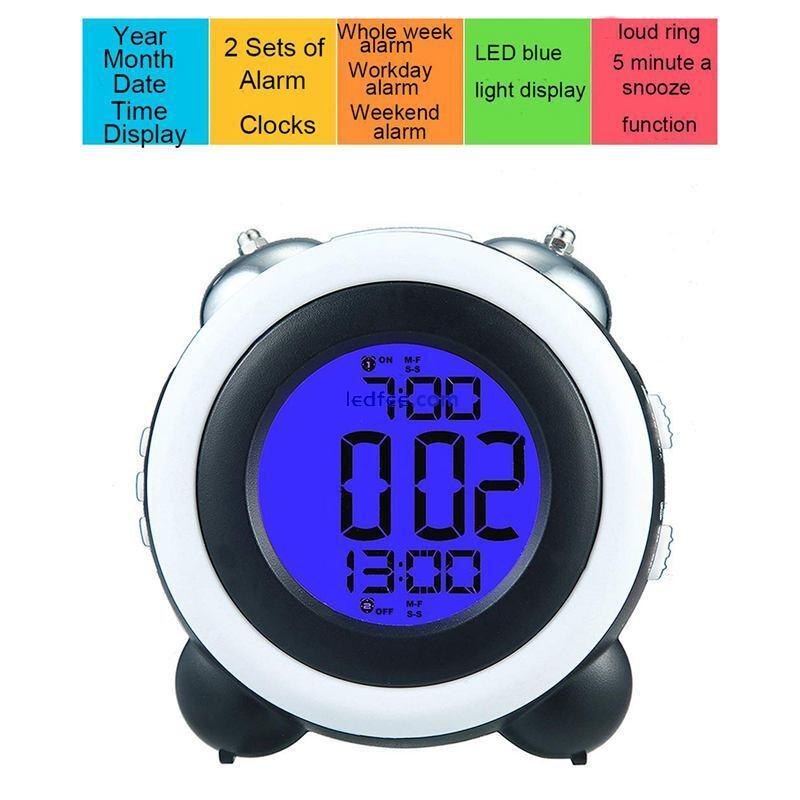 4 Inch Twin Bell Alarm Clock Loud Led Digital Alarm Clock Time Date Display2902 0 