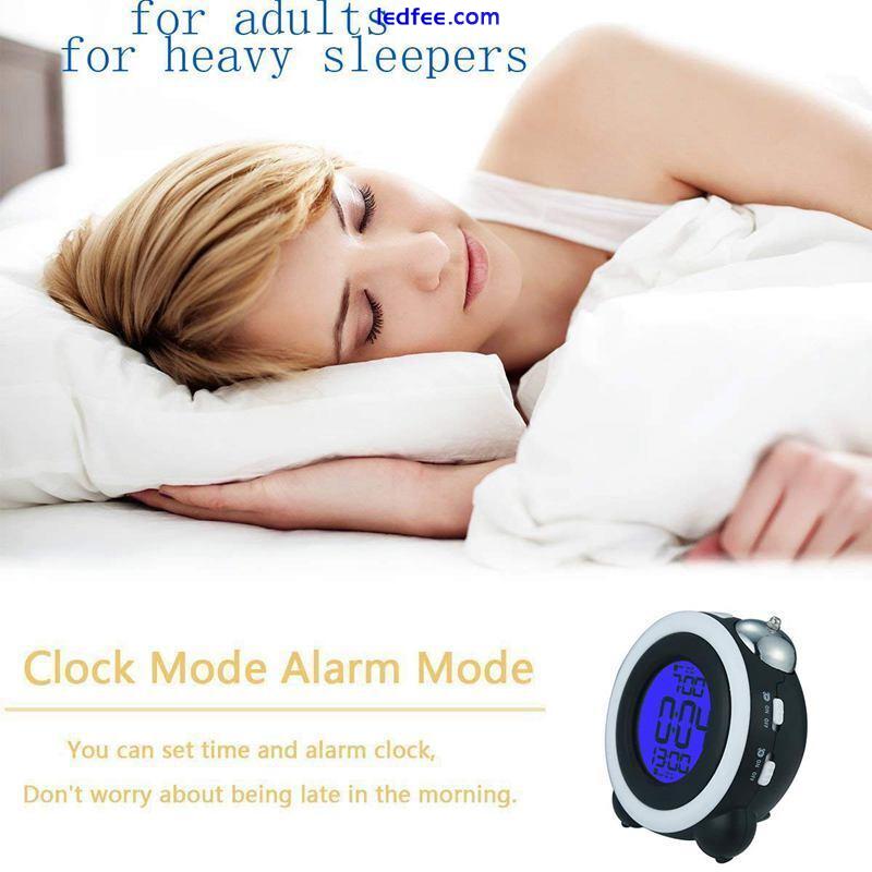 4 Inch Twin Bell Alarm Clock Loud Led Digital Alarm Clock Time Date Display2902 4 