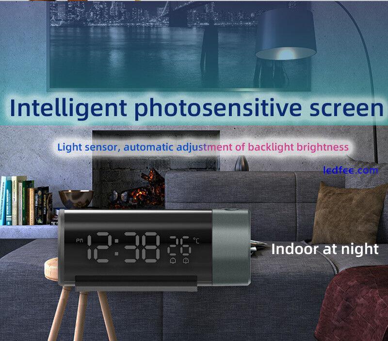 180° LED Digital Projection Snooze Dual Alarm Clock Timer USB w/Temperature 3 