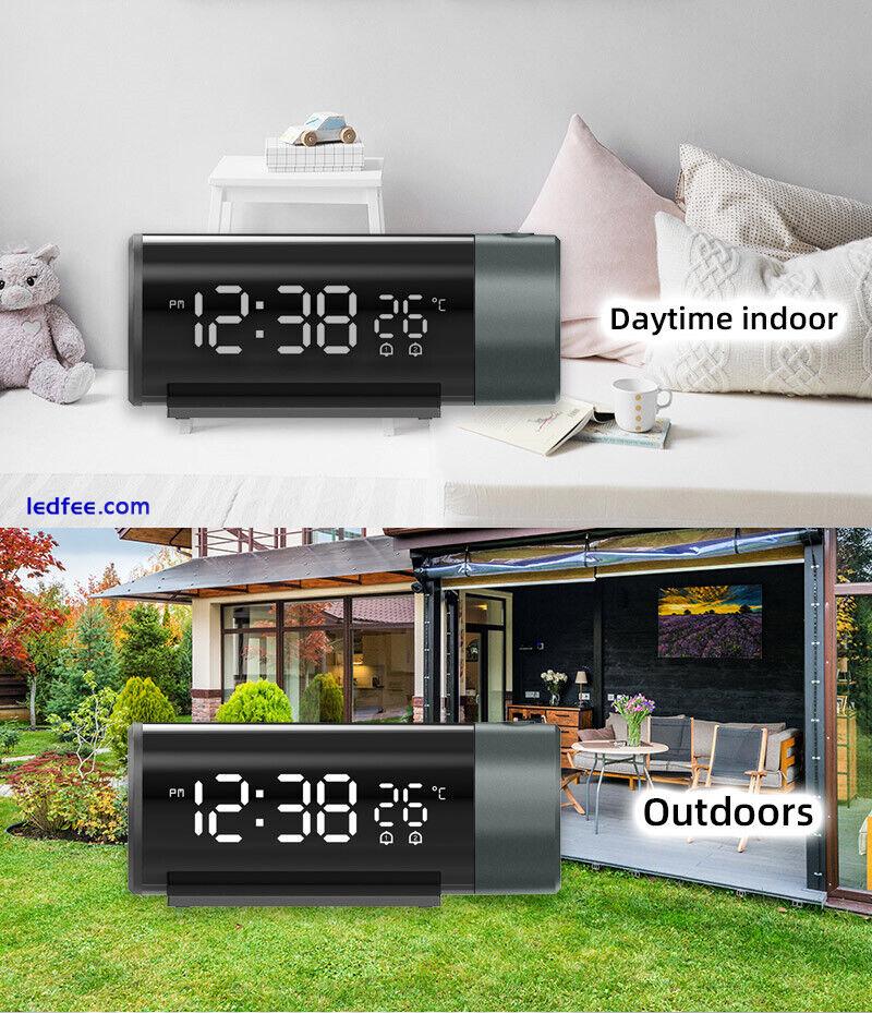 180° LED Digital Projection Snooze Dual Alarm Clock Timer USB w/Temperature 0 