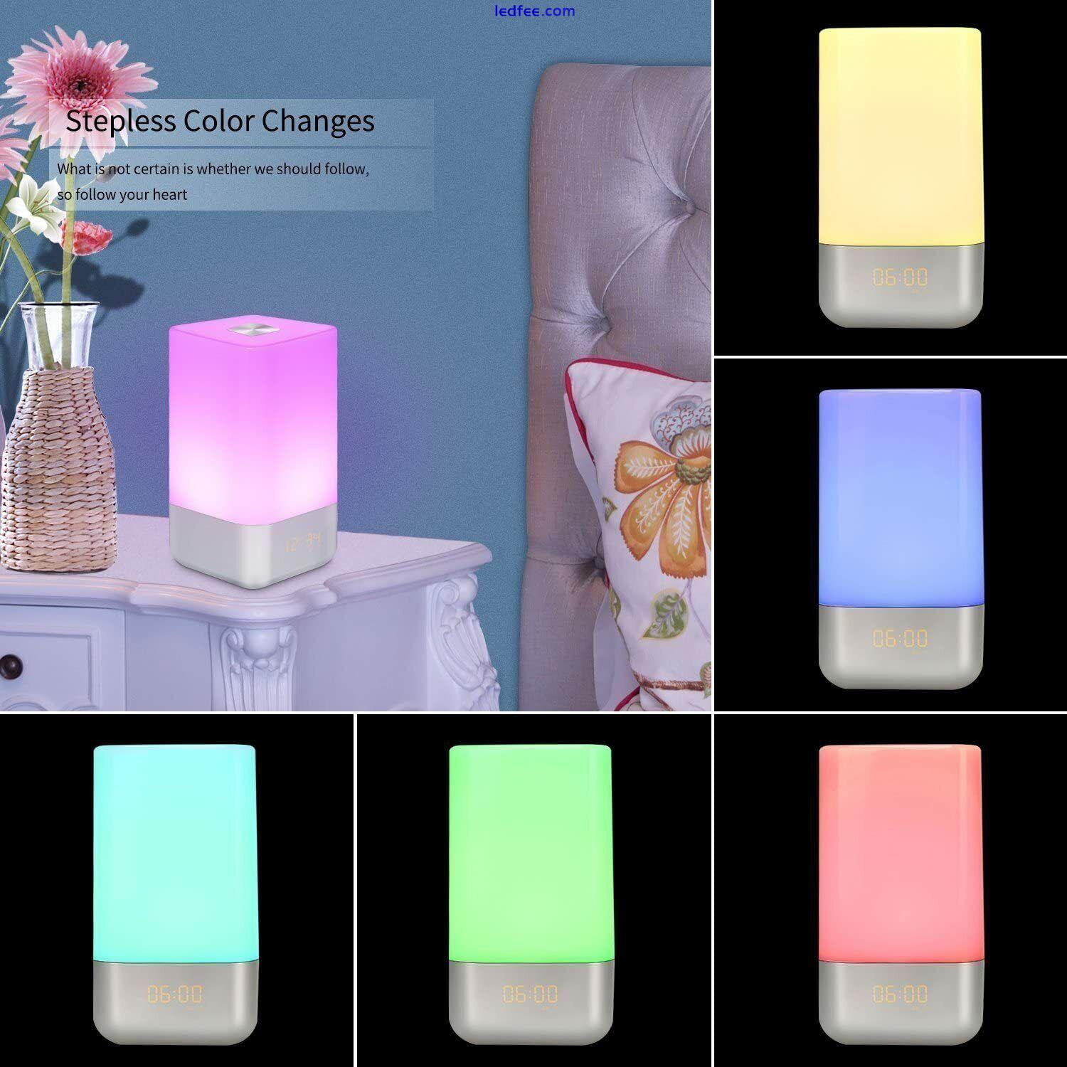 LED Wake Up Light Sunrise Alarm Clock USB Rechargeable Battery Bedside Desk Lamp 0 