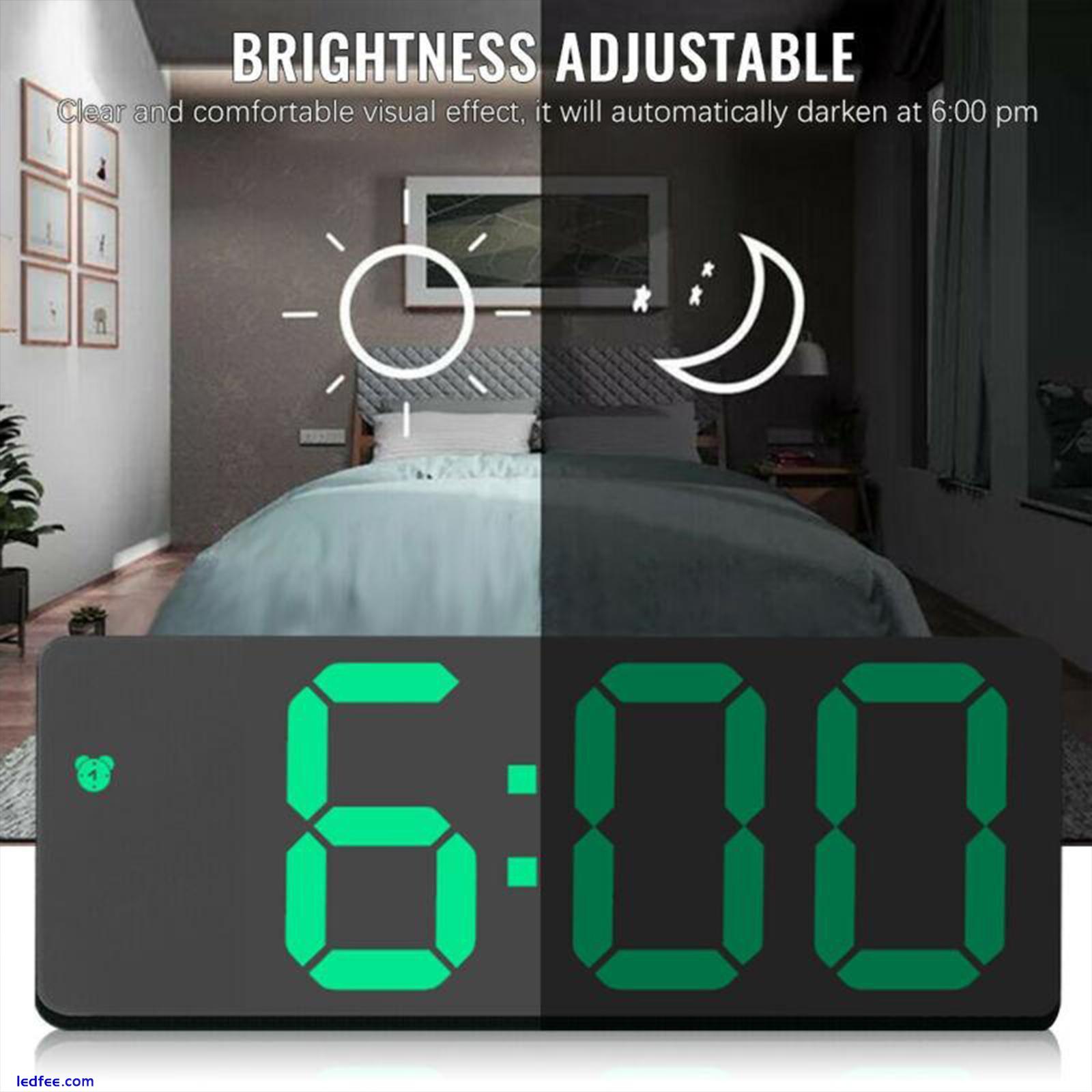 Digital LED Desk Alarm Clock Large Mirror Display USB Snooze Temperature Mode_ 4 