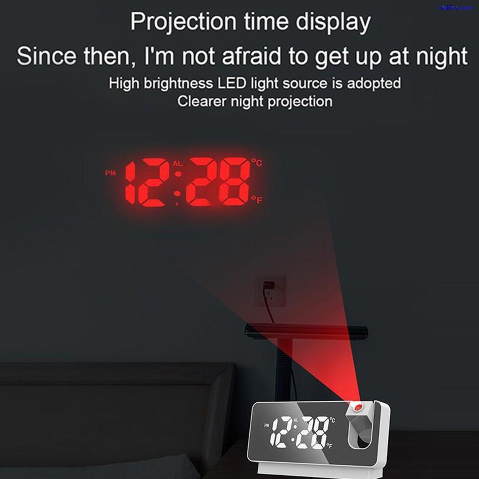 LED Alarm Wecker mit Projektion Digital Spiegel USB Snooze Alarmwecker T5L1 G5V1 4 
