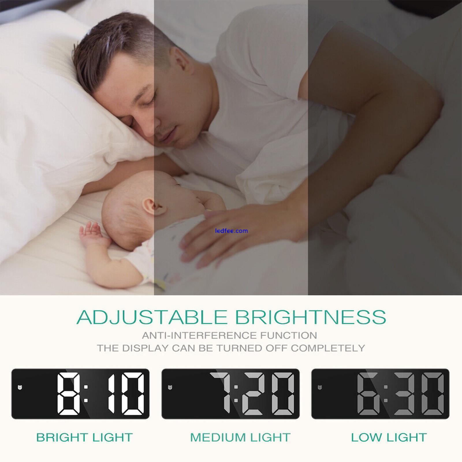 Large LED Mirror Alarm Clock with USB Temperature Display and Snooze σ: 5 