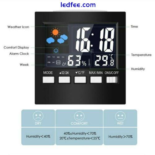 LED Digital LCD Display Alarm Clock with Temperature Calendar Weather Station 3 