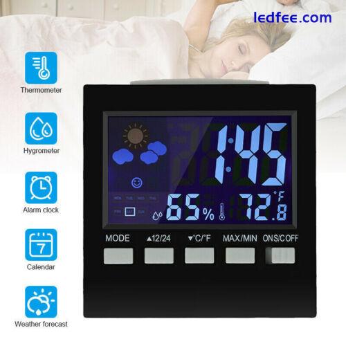 LED Digital LCD Display Alarm Clock with Temperature Calendar Weather Station 0 