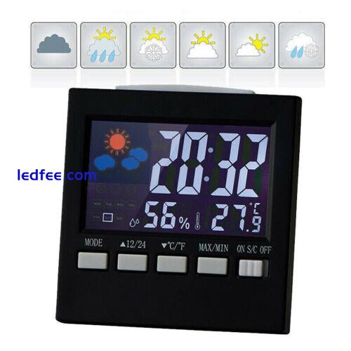 LED Digital LCD Display Alarm Clock with Temperature Calendar Weather Station 1 