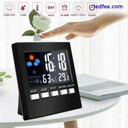 LED Digital LCD Display Alarm Clock with Temperature Calendar Weather Station 2 