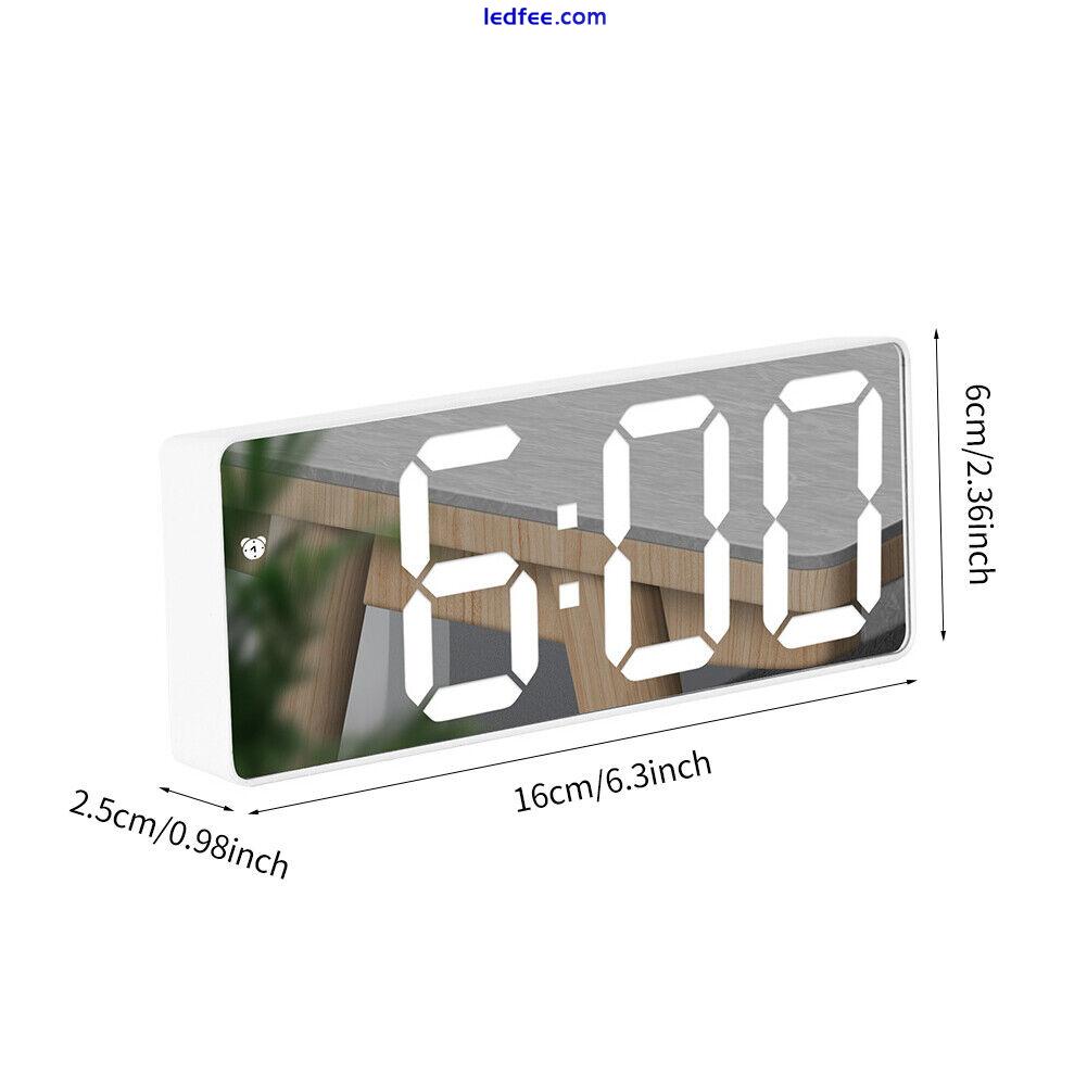 Digital Alarm Clock Sound Control ABS Electric LED Mirror Adjustable Brightness 0 