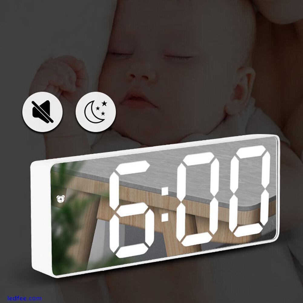 Digital Alarm Clock Sound Control ABS Electric LED Mirror Adjustable Brightness 3 