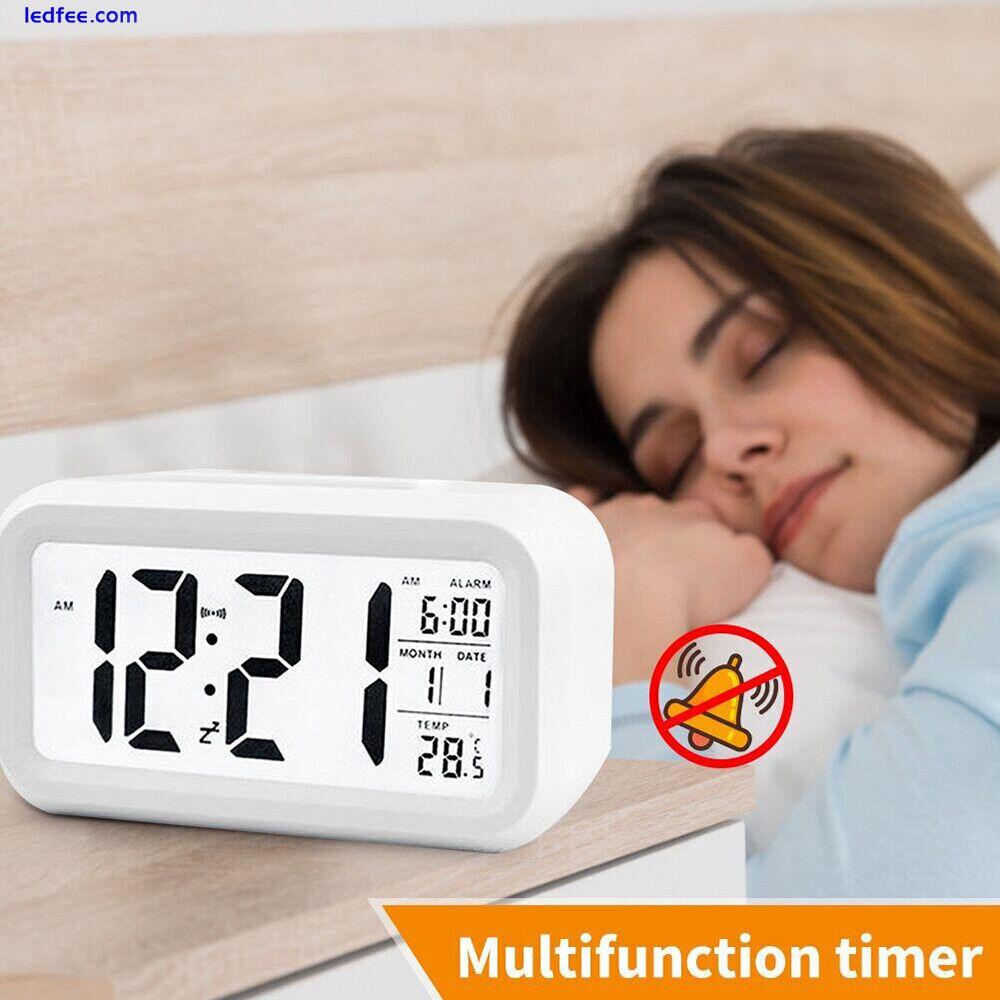 Digital LED Large Display Alarm Clock Battery Operated Mirror Face 4 
