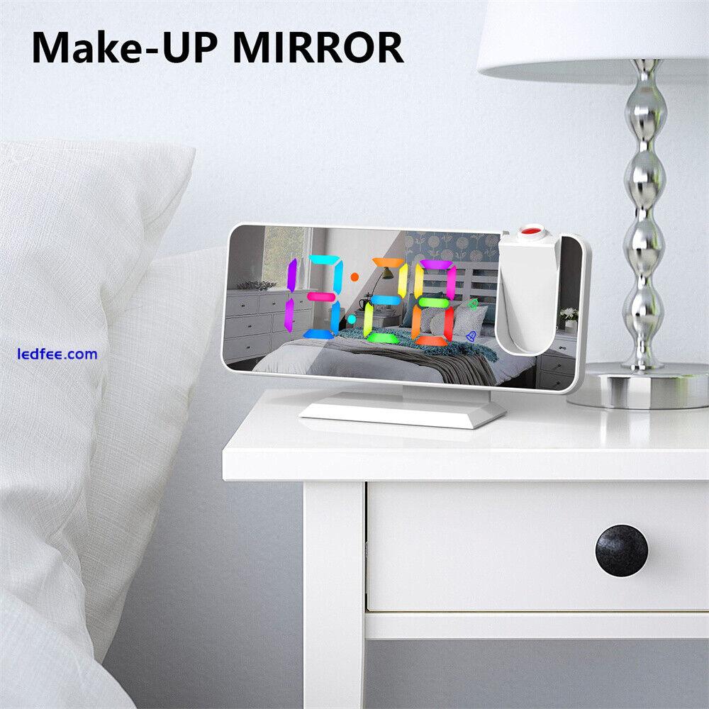 Projection Alarm Clock Color Changing LED Digital Large Screen Mirrored 2 