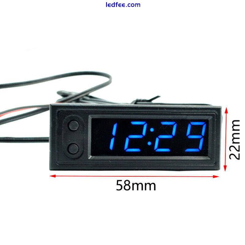 12V 3-in-1 Vehicle Car Thermometer + Voltmeter + Clock LED Digital Display 1 