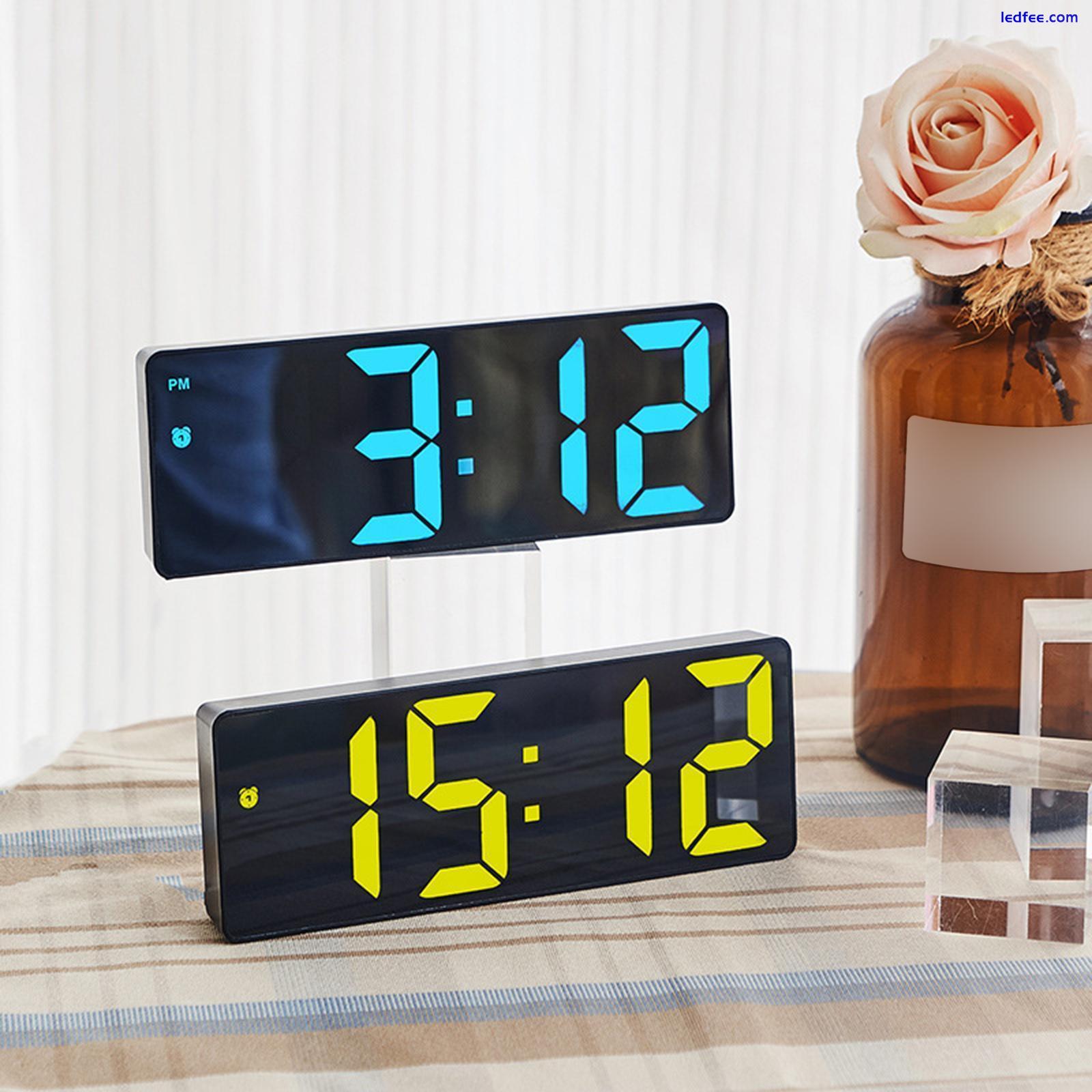 Digital Wall Clock Dimmable LED Alarm Clock with Date Temperature for Homes Blue 2 