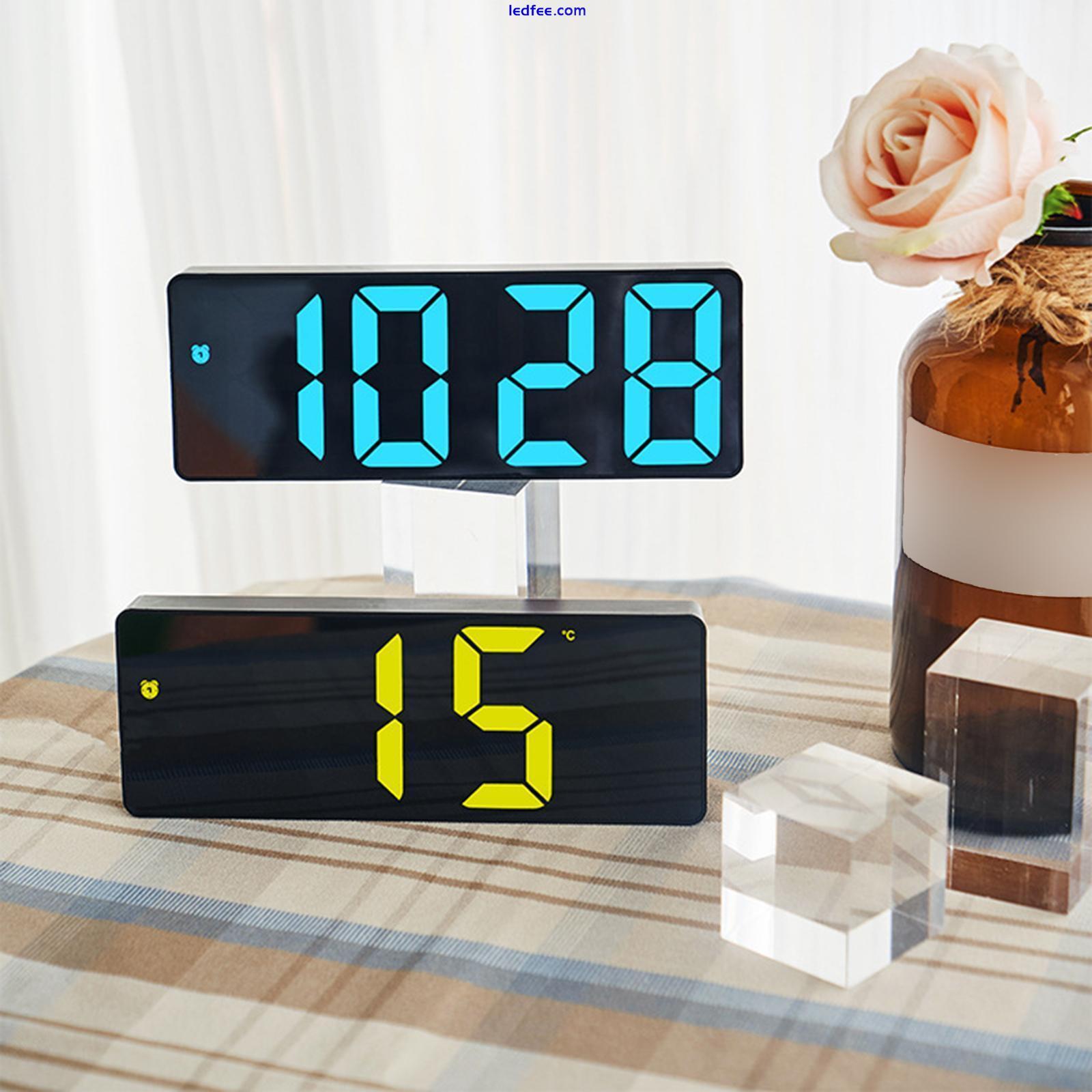 Digital Wall Clock Dimmable LED Alarm Clock with Date Temperature for Homes Blue 1 