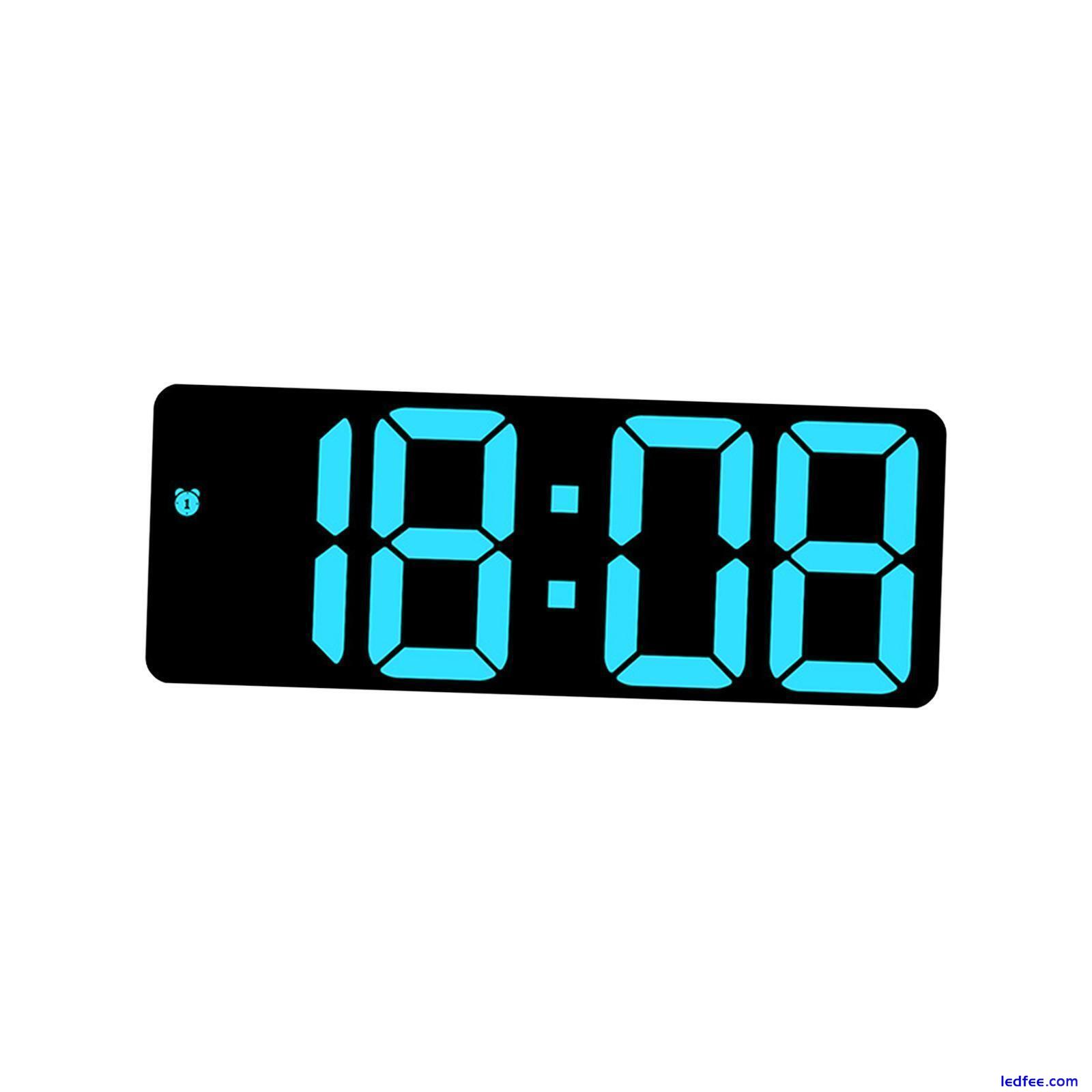 Digital Wall Clock Dimmable LED Alarm Clock with Date Temperature for Homes Blue 3 