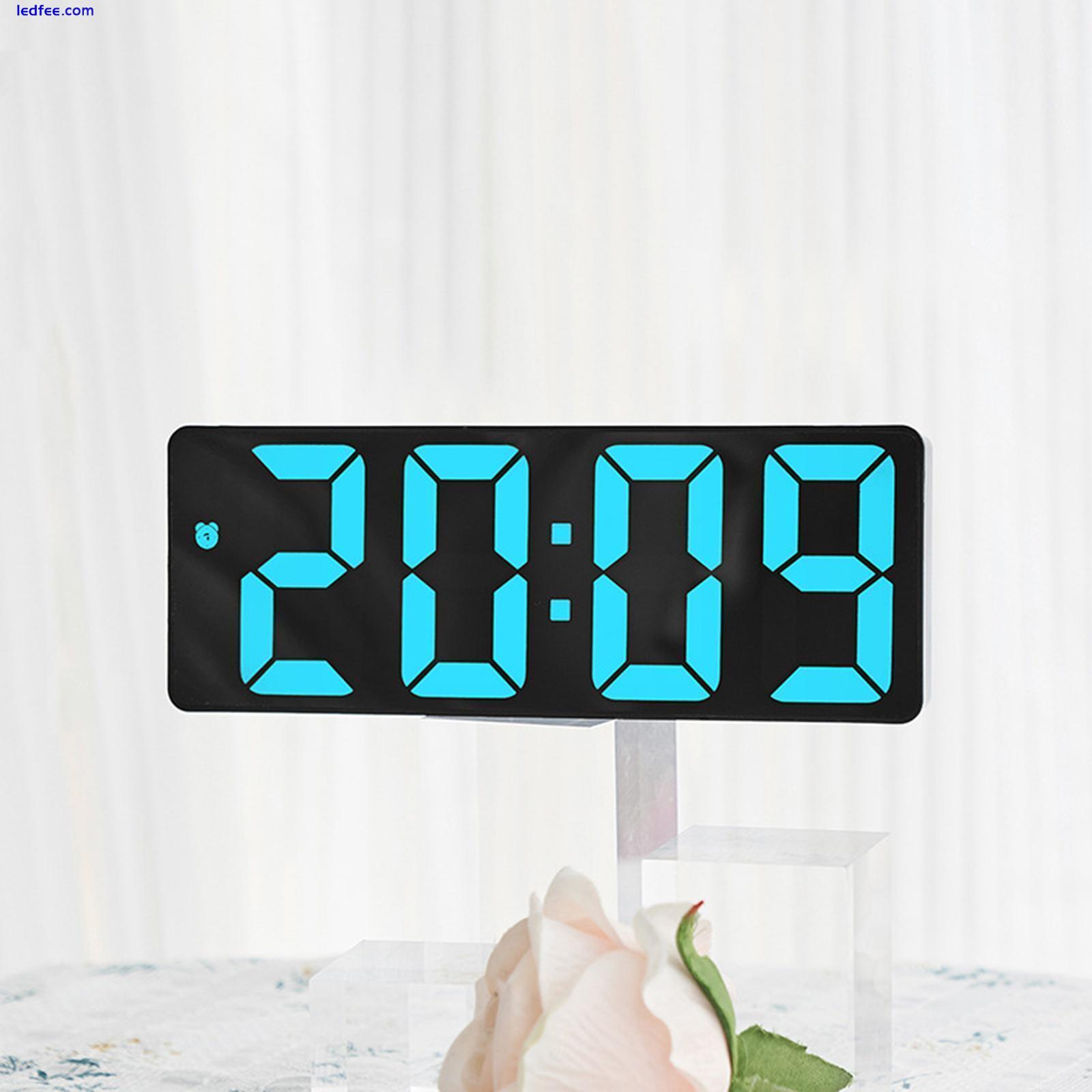 Digital Wall Clock Dimmable LED Alarm Clock with Date Temperature for Homes Blue 4 