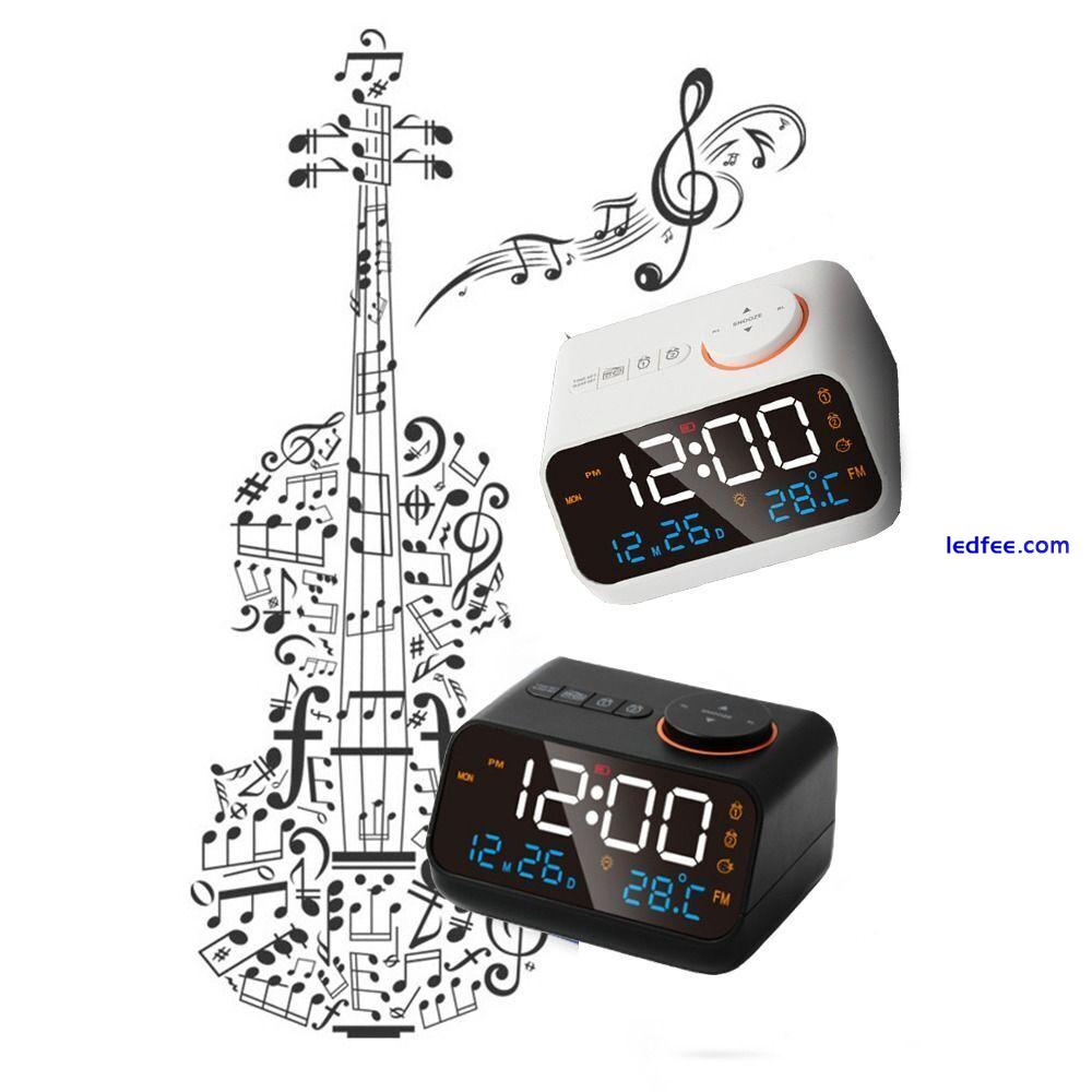 Thermometer FM Radio LED Alarm Clock Sleep Timer  for Heavy Sleepers Adults 5 
