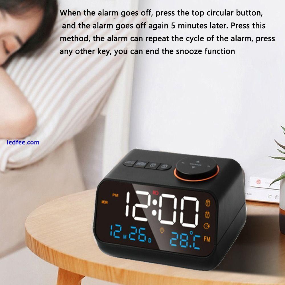 Thermometer FM Radio LED Alarm Clock Sleep Timer  for Heavy Sleepers Adults 3 