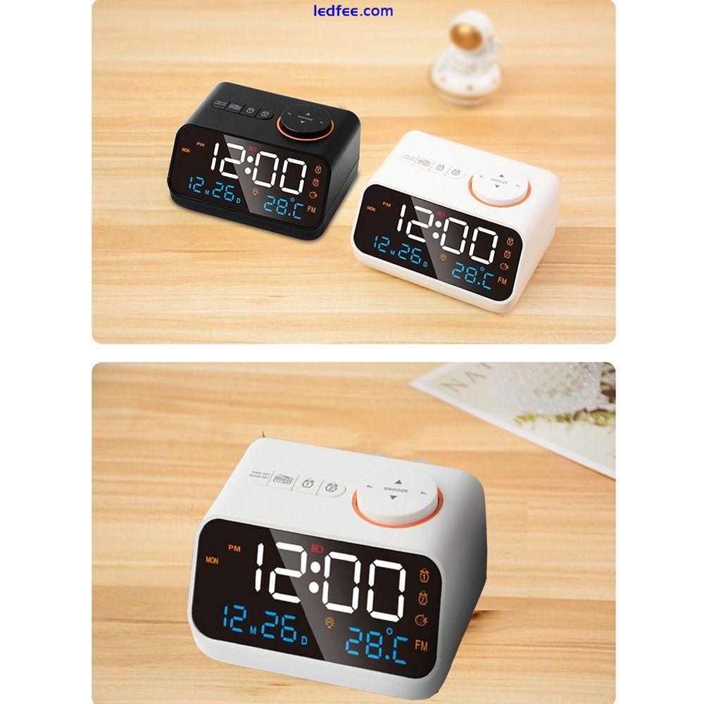 Thermometer FM Radio LED Alarm Clock Sleep Timer  for Heavy Sleepers Adults 4 