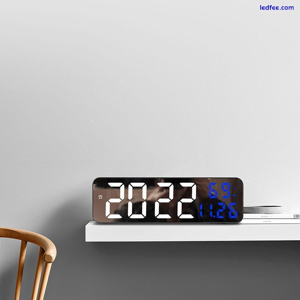 Mirror large-screen digital LED wall clock plug-in clock alarm electronic N4R9 4 