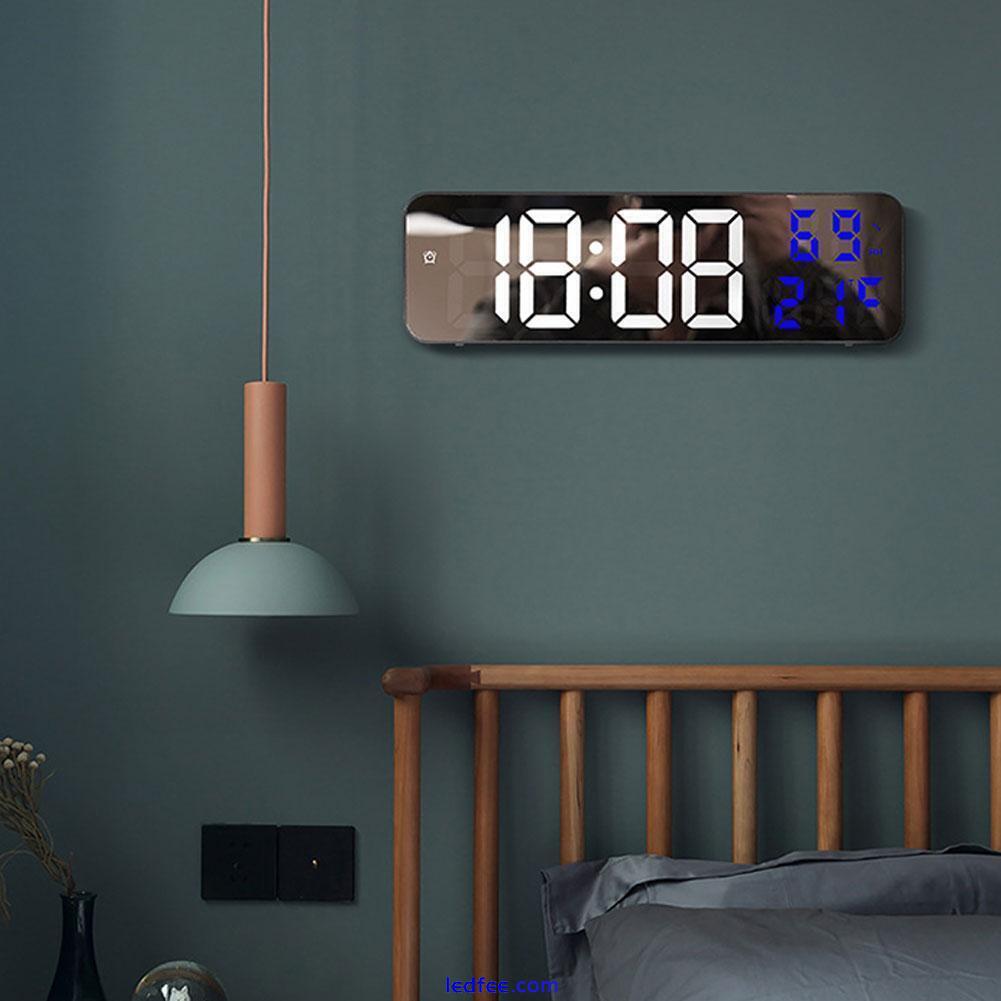 Mirror large-screen digital LED wall clock plug-in clock alarm electronic N4R9 3 