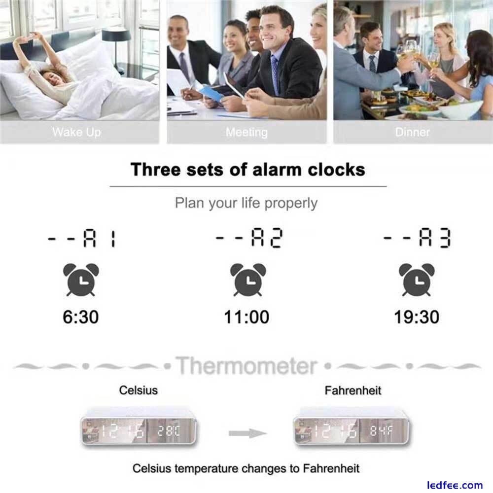 Digital LED Alarm Clock Thermometer Universal Wireless Phone Charger 3 