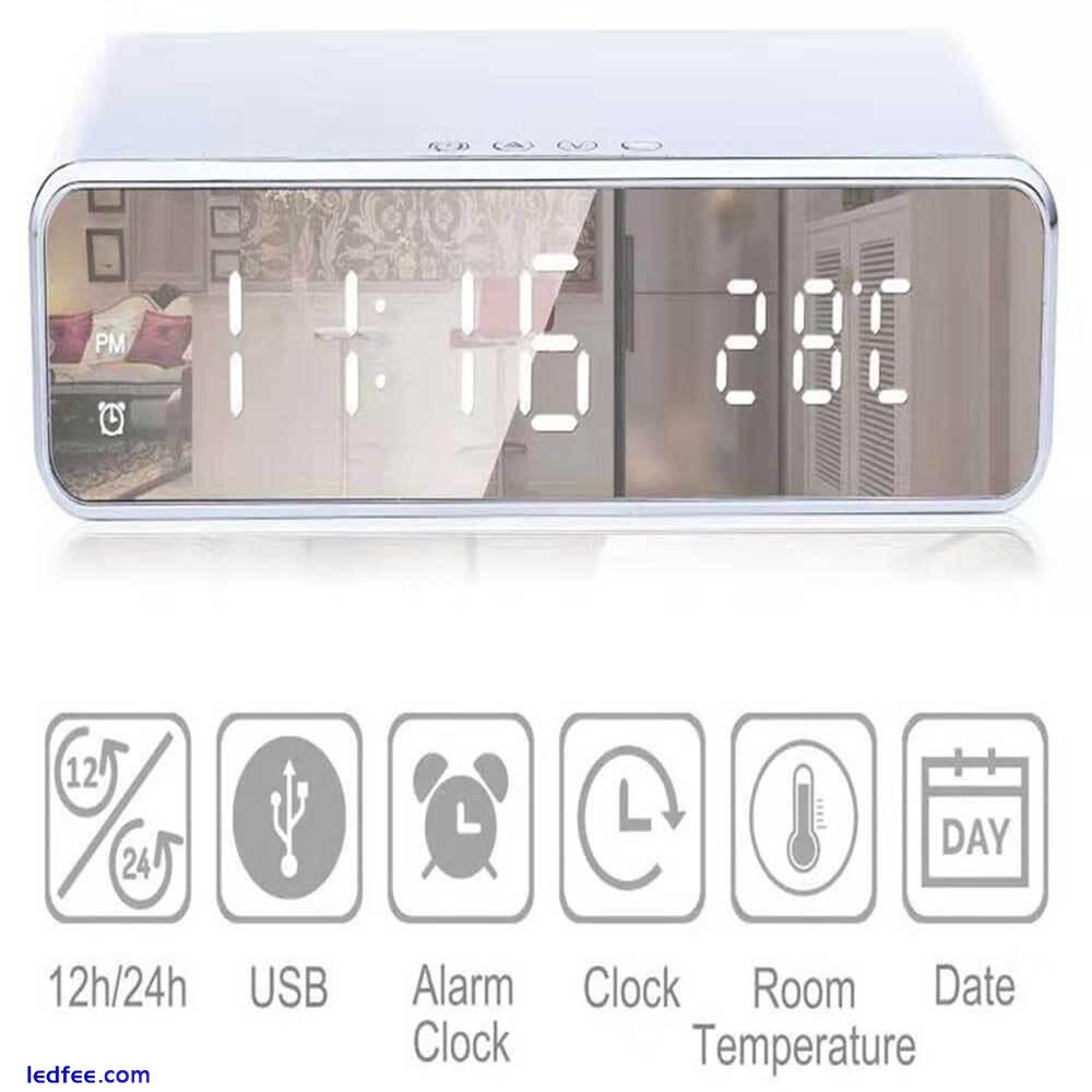 Digital LED Alarm Clock Thermometer Universal Wireless Phone Charger 2 