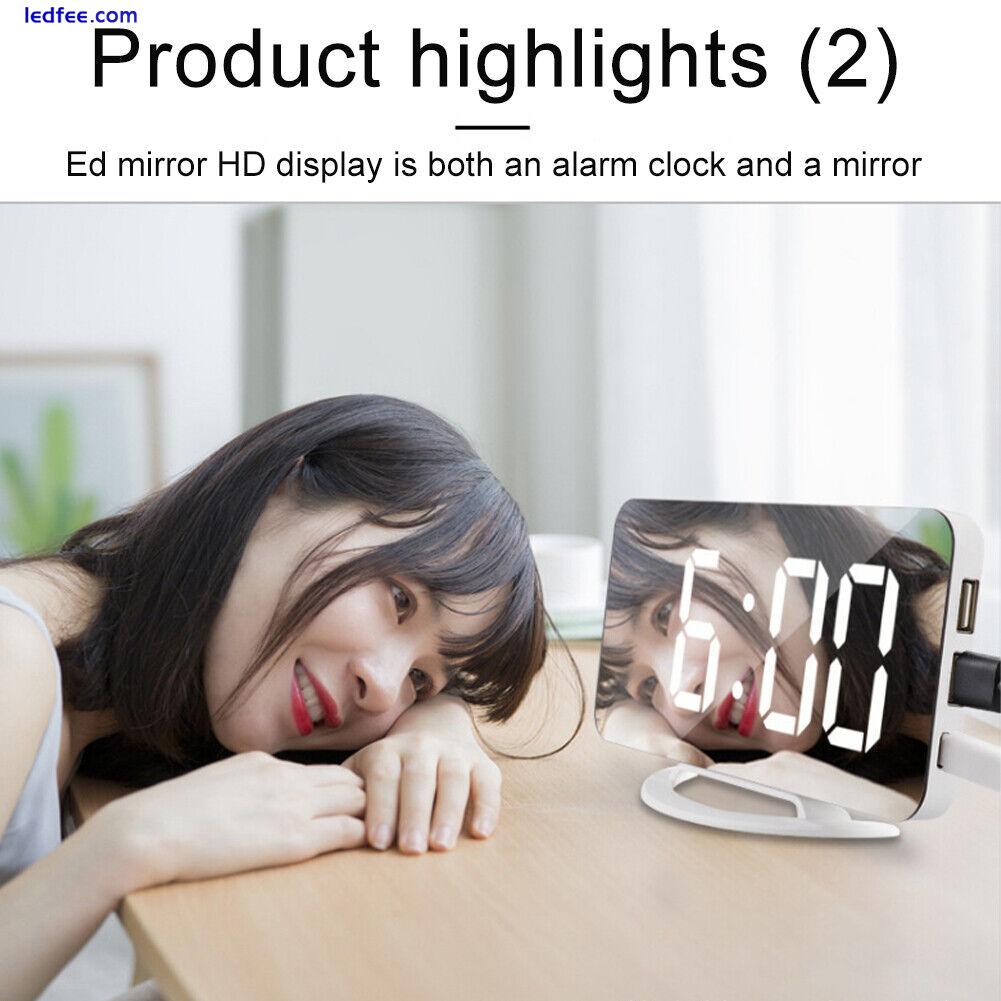 With Bed Shaker LED Mirror USB Ports Loud Digital Alarm Clock Home Office 2 