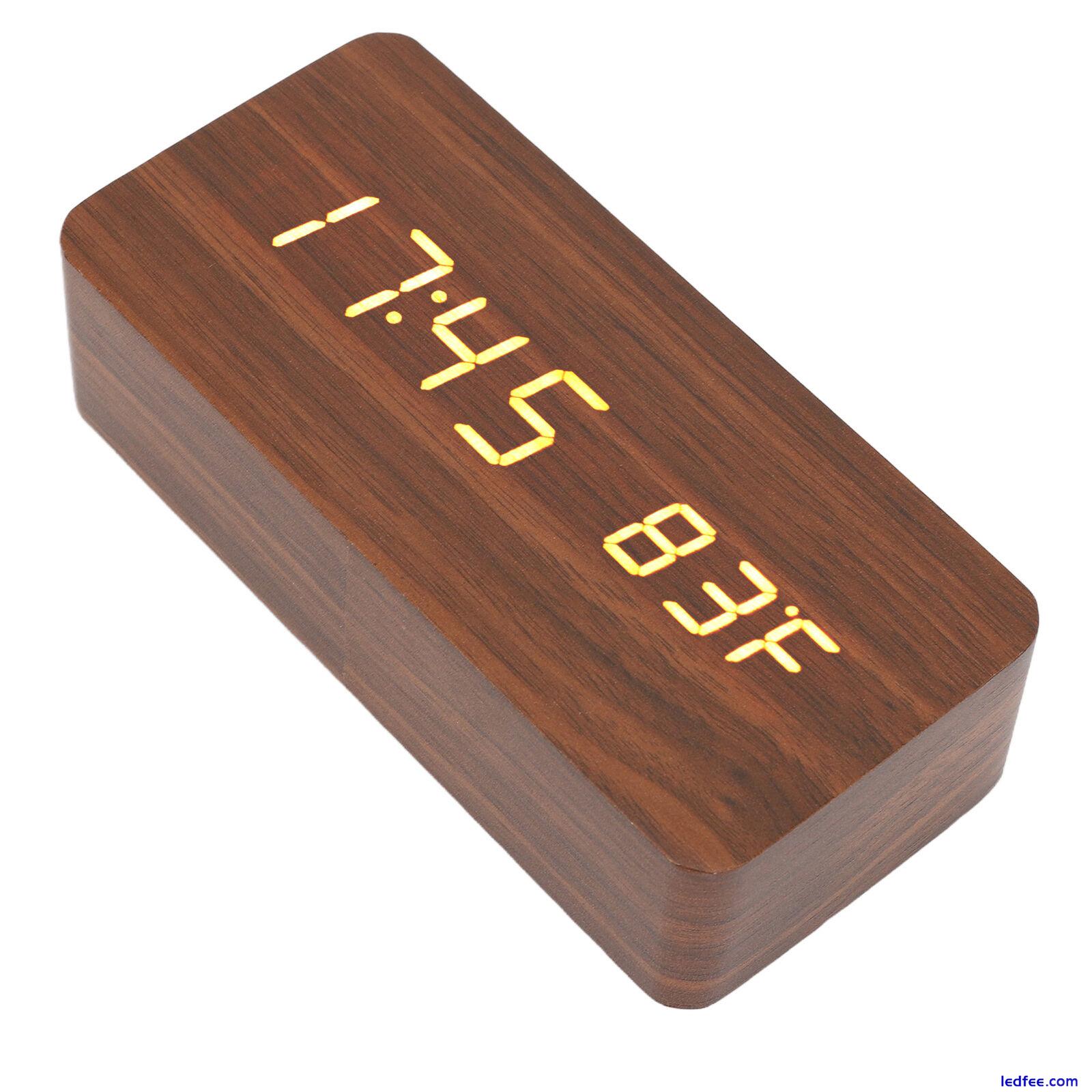LED Wood Digital Alarm Clock 3 Level Brightness Electronic Clock WAS 3 