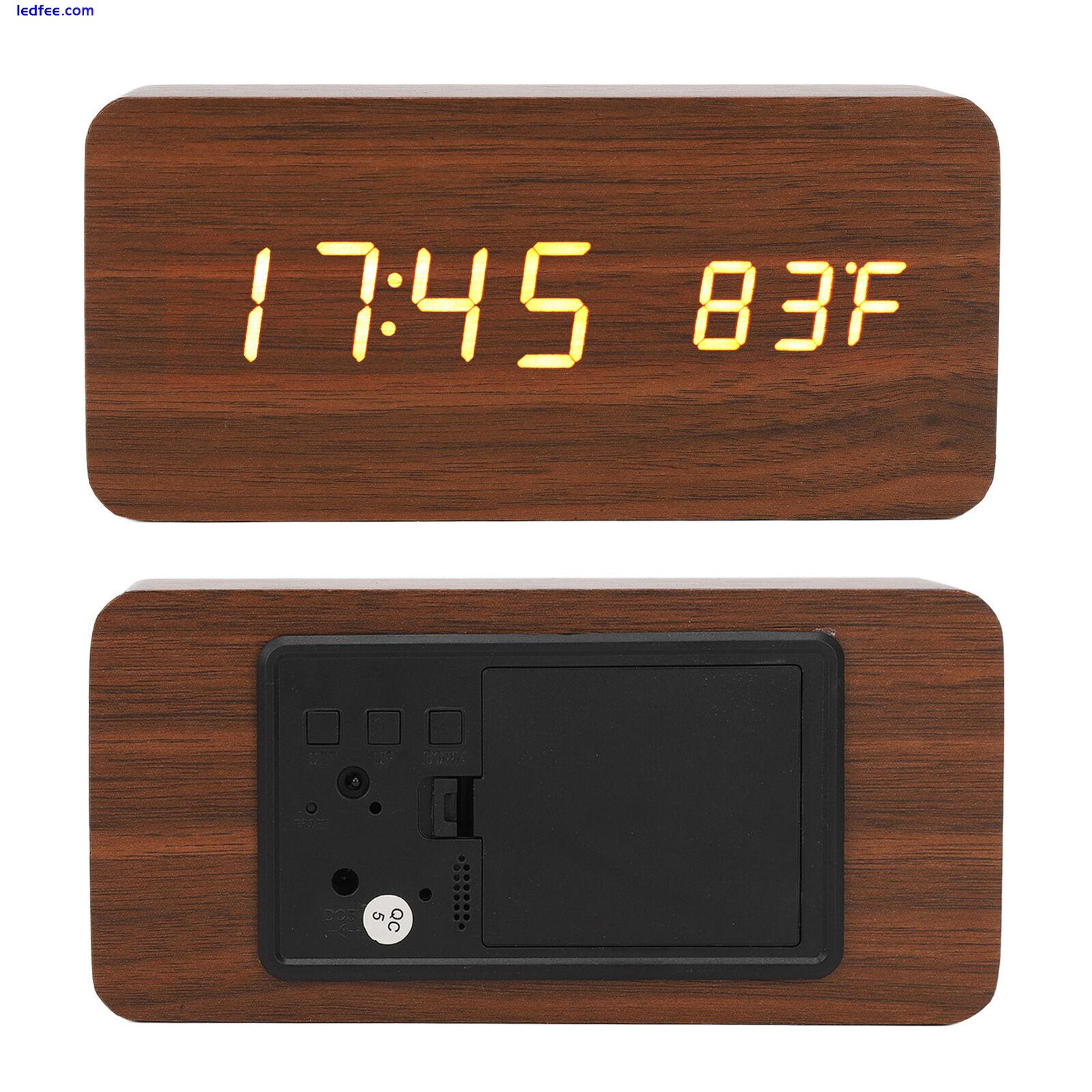 LED Wood Digital Alarm Clock 3 Level Brightness Electronic Clock WAS 5 