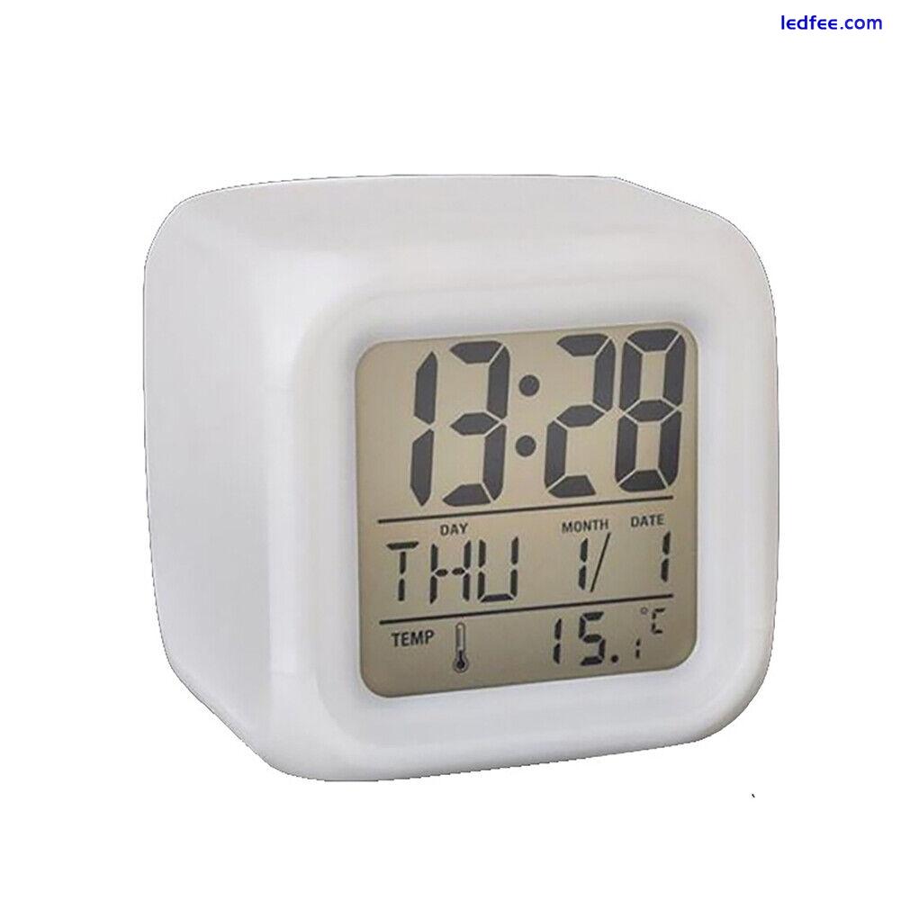 7 Colour Changing Digital Alarm Clock LED Night Light Bedside Clock Room Decor 4 