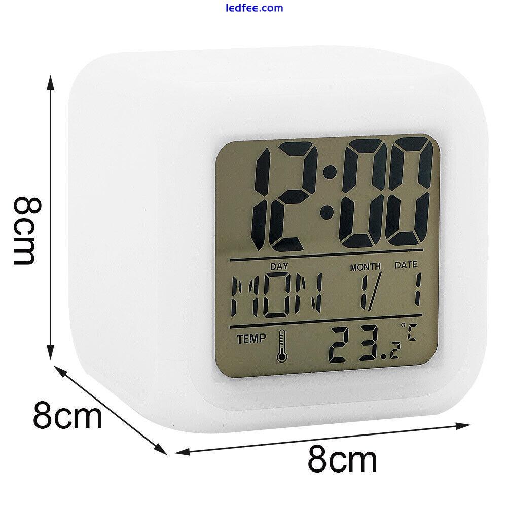 7 Colour Changing Digital Alarm Clock LED Night Light Bedside Clock Room Decor 5 