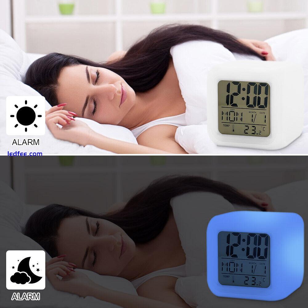 7 Colour Changing Digital Alarm Clock LED Night Light Bedside Clock Room Decor 2 