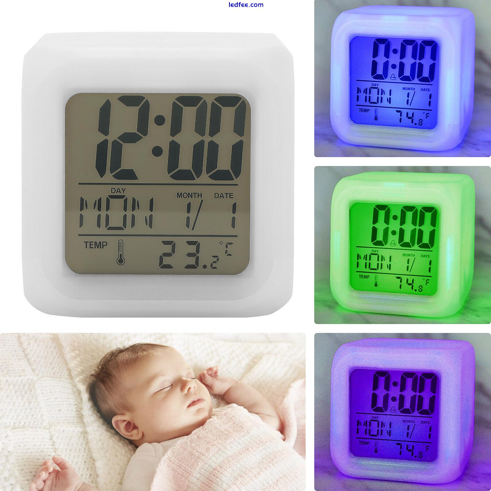 7 Colour Changing Digital Alarm Clock LED Night Light Bedside Clock Room Decor 3 