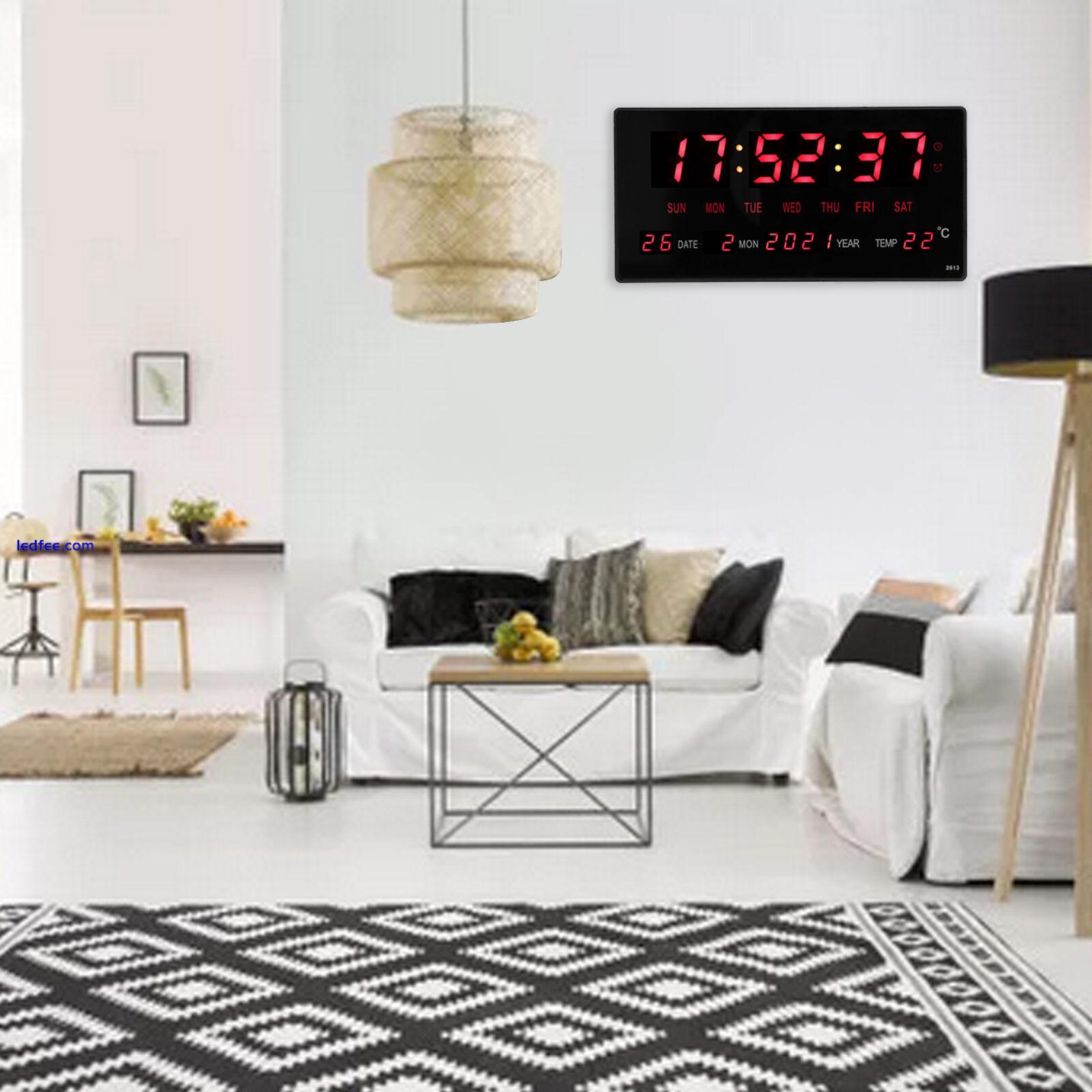 LED Digital Clock Large Display Electronic Calendar Clock With Indoor Temp RMM 0 