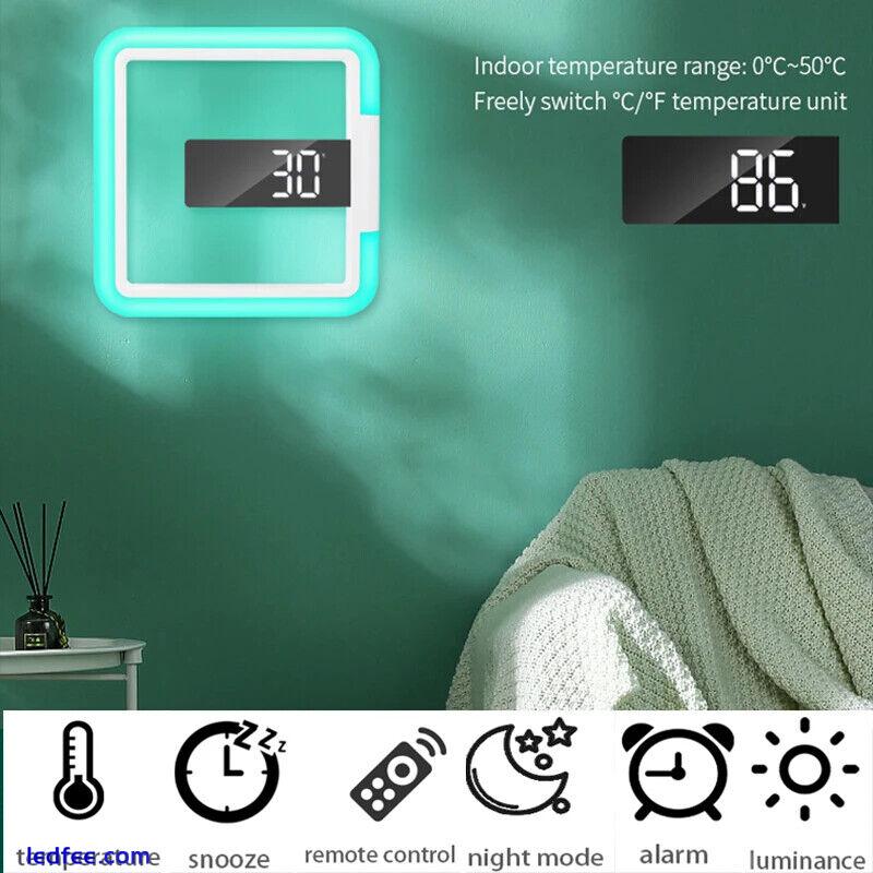 LED Wall Alarm Clock,Remote Control Digital Clock Alarm/Temperature Ring  2 